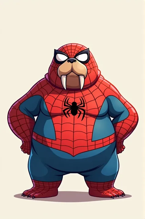 Cartoon walrus dressed as Spider-Man 