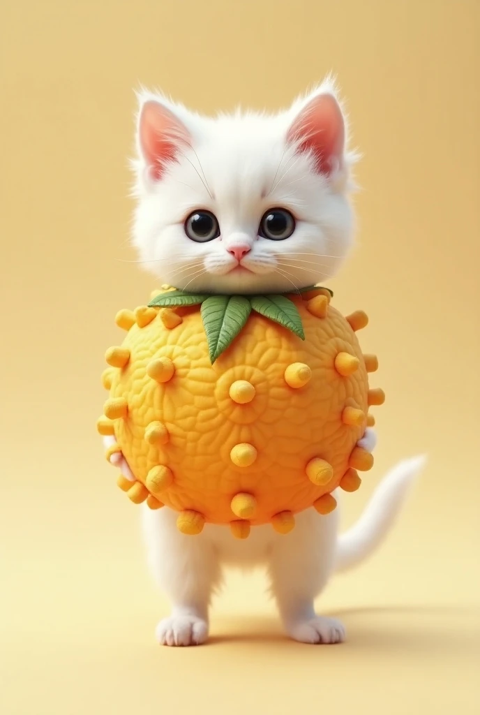 White kitten　　The mango costume is coming　Bipedal