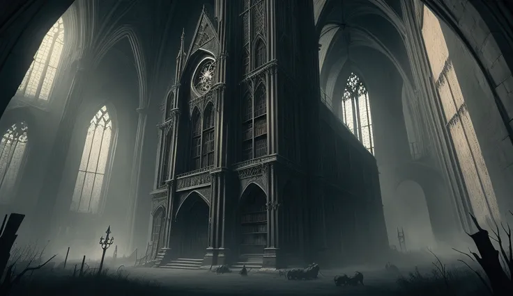 gothic elements, dark ambient, library