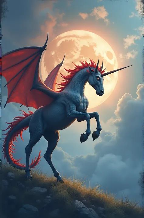 Create an image of a dragon and a unicorn 