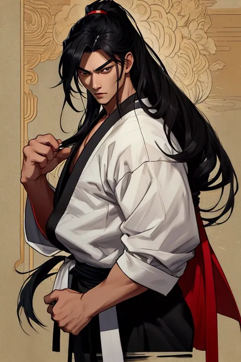 Martial arts, black hair black eye, Magyo, Charismatic, Handsome, Long hair