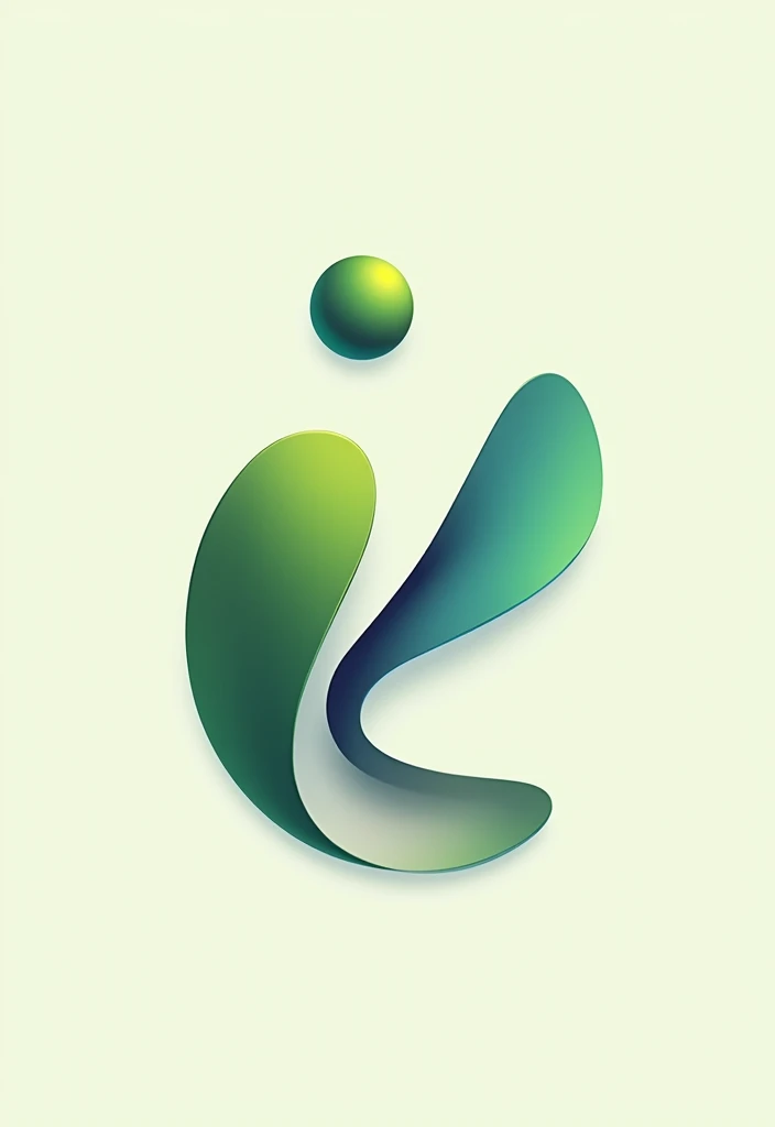 An abstract logo featuring a stylized lowercase i. The design consists of a curved, ribbon-like structure that forms the base of the i, primarily in metallic green and silver tones. The base has an inner blue shade, and the overlapping curves create a dyna...