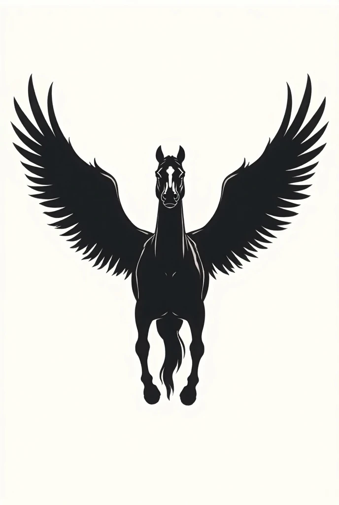 Create a flying horse,front view, in vector and stencil for logo
