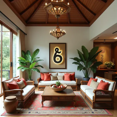 The Indochina-style living room combines the elegance of French colonial aesthetics with traditional Eastern influences:1.4. This space typically exudes a nostalgic yet cozy and welcoming atmosphere. This space is connection to dining area. NO Bedroom or b...