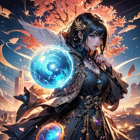 (masterpiece, Best Quality, Best Quality, Official Art, beautiful, Space, atmosphere, psychedelic, dreamlike, swirling psychedelic Space graffiti patterns,,Midea:1.2), ( 1 girl, Neon black hair, Mecha, beautiful, sexy, beautuful highly detailed hooded Mech...