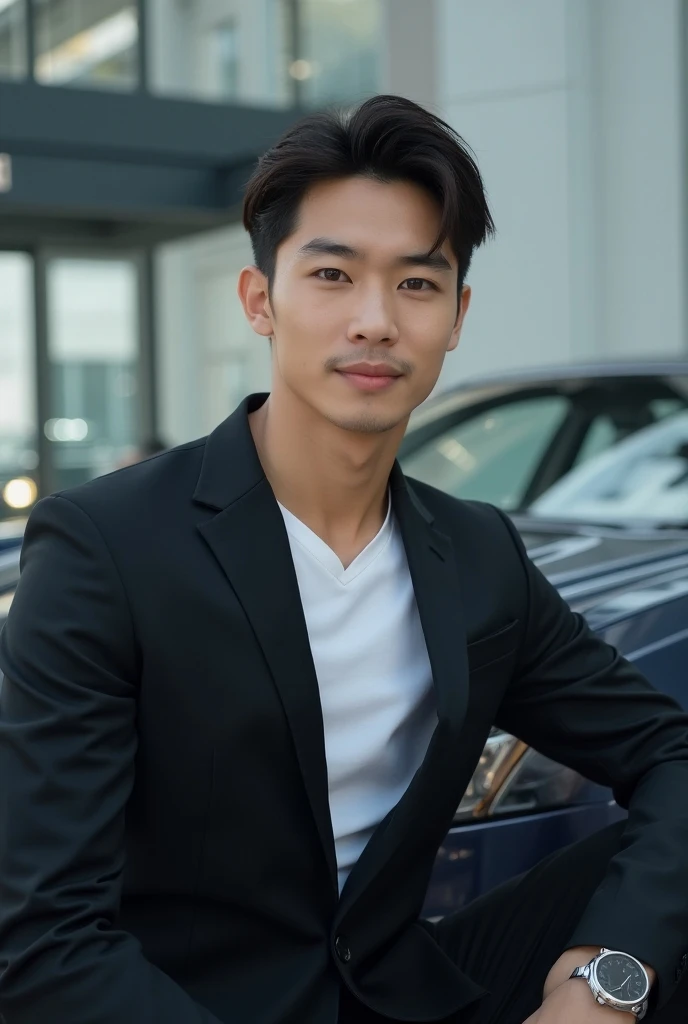 very handsome korean male ford car background (cute eye expression)