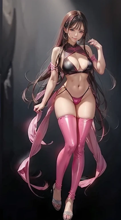 Beautiful pink hair 、Long pink hair、 Pink full length tights ， Pink latex suit、  Araf wearing pink thigh high boots , Pink shiny lingerie , latex Shiny,  Kudo Atsuko wears latex costume , full-body xianxia, Pink latex costume  , Pink leather clothes, skin,...