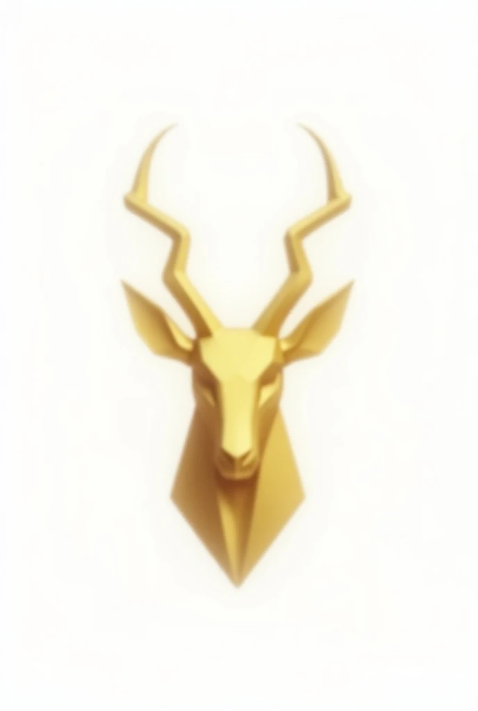 A very simple antelope head logo with white background, image in golden colors, more detailrd
