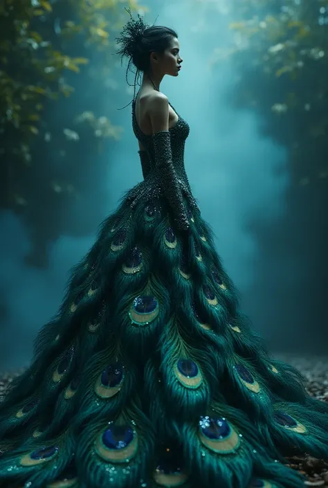 Peacock Girl Fusion: A majestic girl with peacock feathers trailing behind her, shimmering in vibrant blues and greens. She has a regal and mysterious aura with dazzling, hypnotic beauty.
Extremely detailing ultra HDR 8K releastic high resolution extremely...