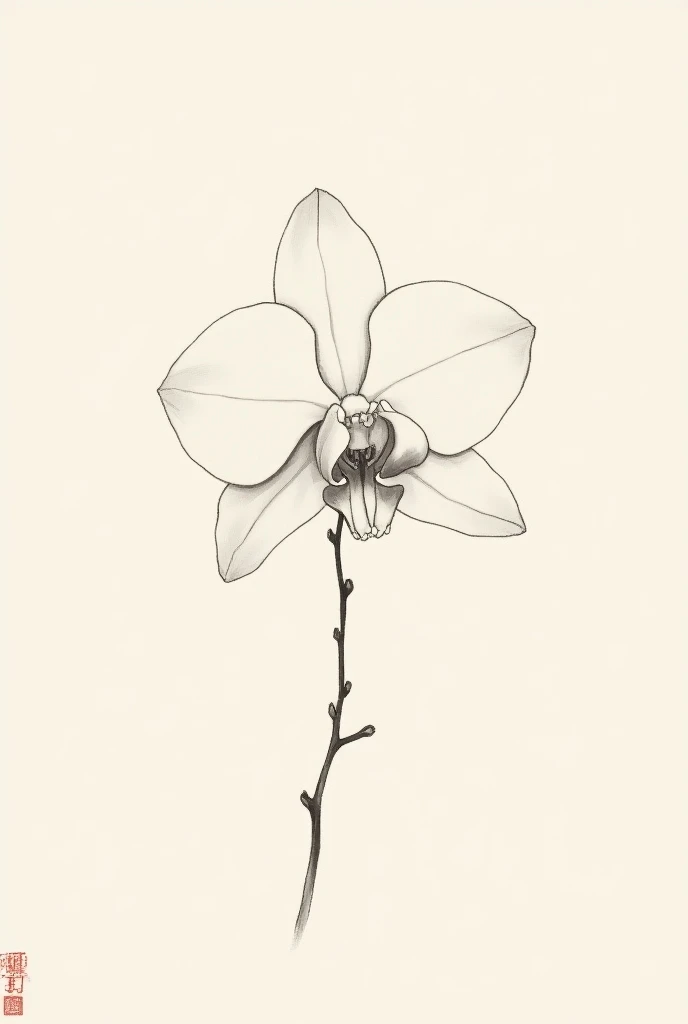 orchid , Sumi-e painting style, traditional Japanese ink wash painting, emphasizes simplicity and elegance, expressive brushwork, captures the essence of the subject with minimal strokes, meditative and reflective. (best quality, masterpiece), very aesthet...