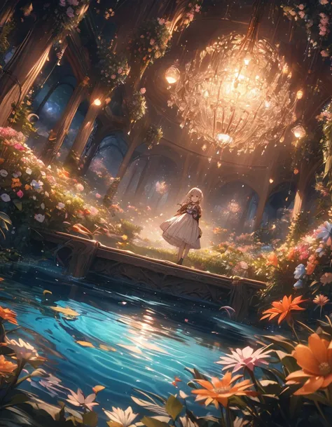 masterpiece, Best Quality, extremely detailed CG unity 8k wallpaper, Magical pond at night, fine, Cinema Lighting,  High Resolution , Flowers Bloom，（（（Spring Morning）））
.Ultra Wide Angle（（（masterpiece）））, （（Best Quality））,（（Intricate details））,（（Surreal））（...