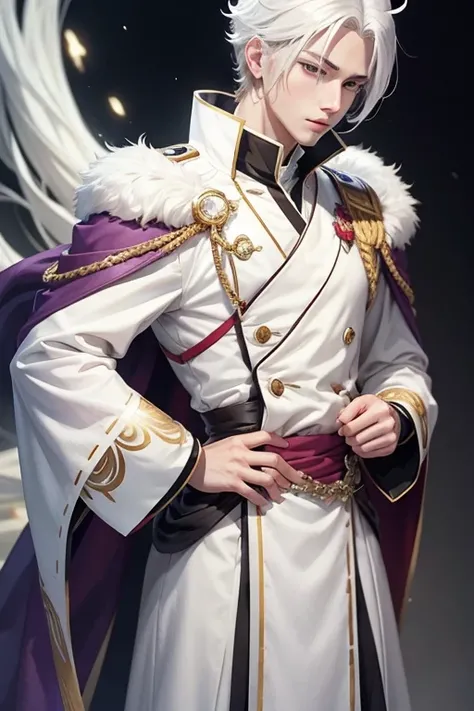 White-haired anime-style male prince