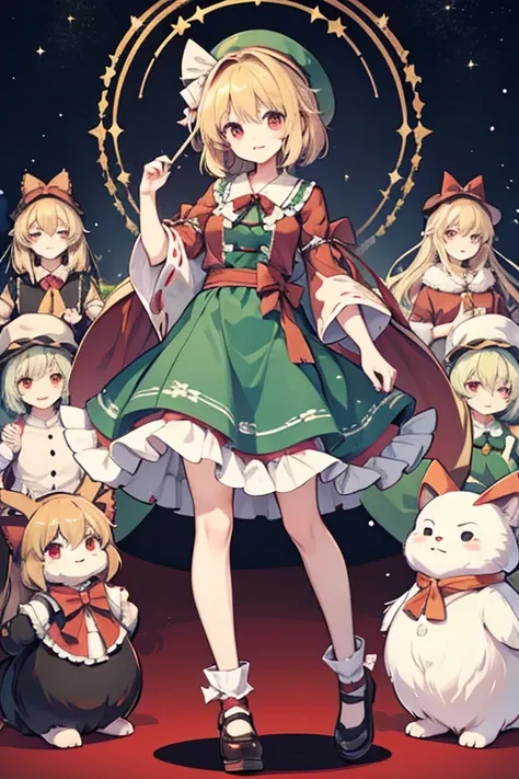 a large group of touhou characters standing　Xmasパーティー