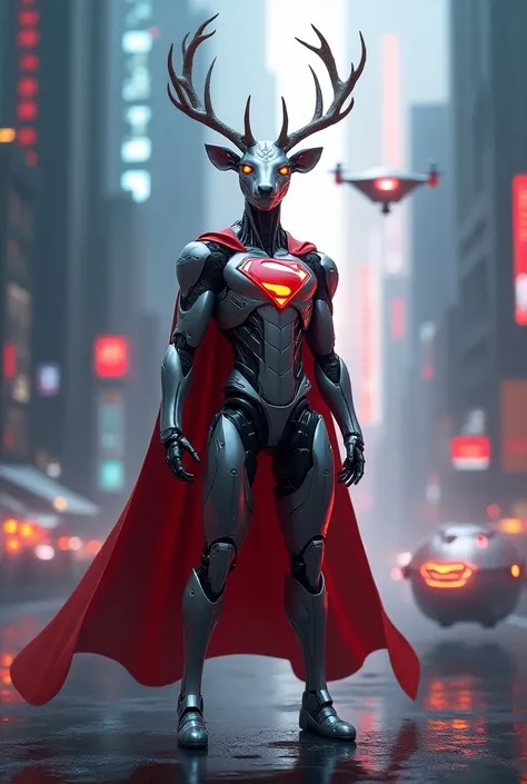 futuristic robot deer as superman costume