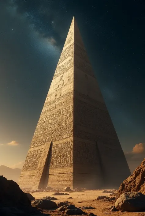 Pyramid with hieroglyphics in the cideral space
