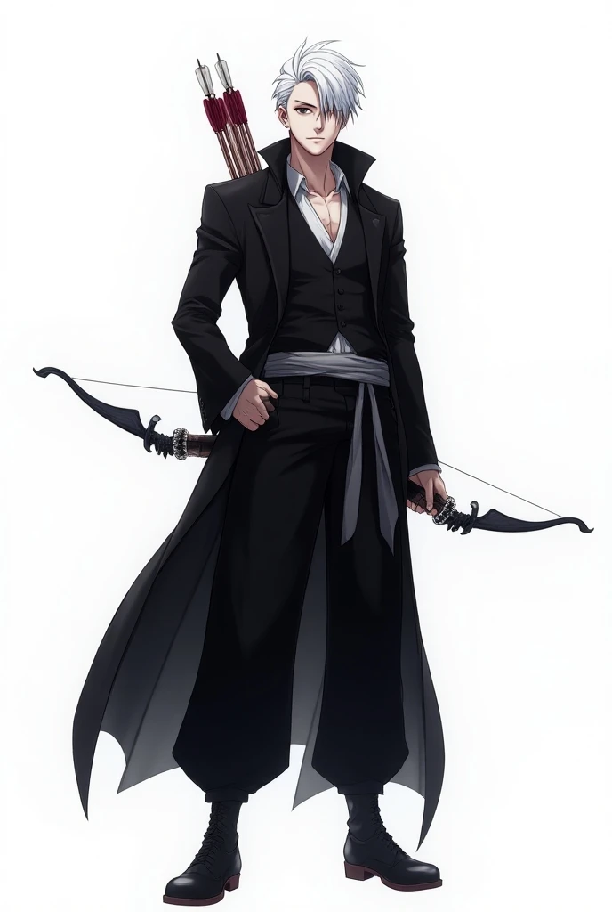 Bleach screen cap anime
full body view
{Ag3("25")
Gender("Male")
Sexuality("Male")
Appearance("black eyes " 
"fair skin" "sexy hot body" "cold" "bows and arrows" "modern assassin outfit" )
Height("59")
background (""white")
Body("full body screenshot")
Hig...