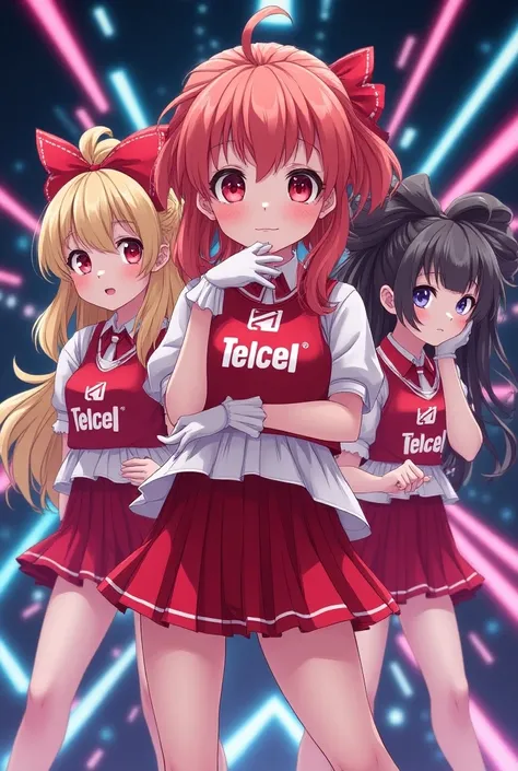 Anime girls with the Telcel logo 