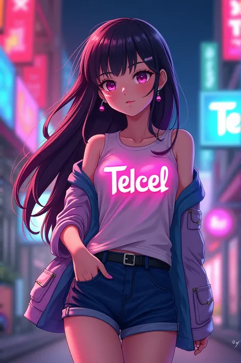 Images of anime girls with the Telcel amoled logo
