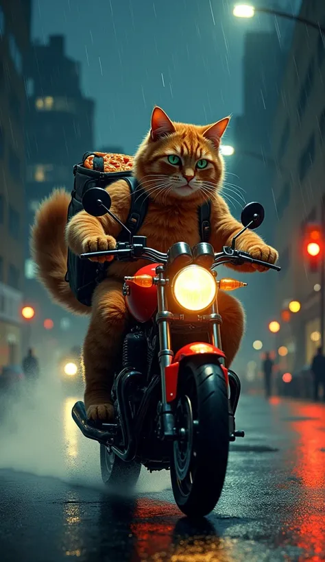 Prompt 1: The Maine Coon’s Midnight Dash

In the dimly lit city streets, a Maine Coon with thick, luxurious fur climbs onto his sleek, red motorcycle. His fluffy tail swishes behind him as he adjusts his delivery backpack, carefully packed with piping hot ...