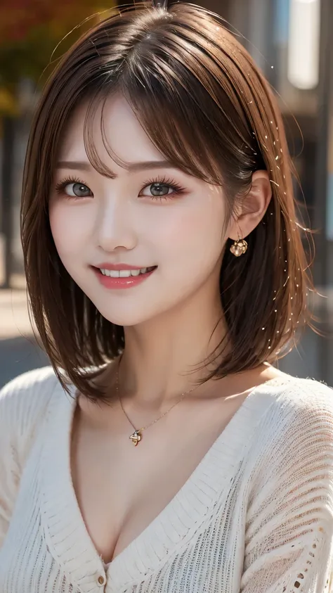  cute 21-year-old Japanese 、Clear sky、shopping、city、Ultra detailed face、Pay attention to the details、double eyelid、Beautiful thin nose、Sharp focus:1.2、Beautiful woman:1.4、( light brown hair,short hair、),Pure white skin、Best Quality、masterpiece、 super high ...