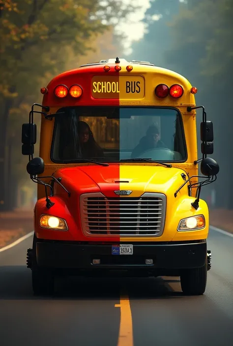 (Large, bold, eye-catching text with contrasting colors)


Thumbnail Visual Elements:
Main Image: A yellow school bus in motion, with one side in bright yellow and the other side in red.
Comparison Effect: On the yellow side, place an "eye" icon with an ar...