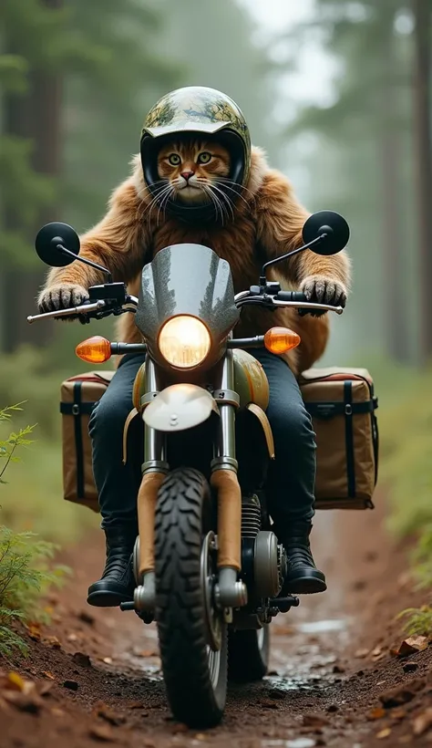 Prompt 6: The Norwegian Forest Cat’s Forest Route

Deep in the outskirts of the city, a Norwegian Forest cat with a majestic, thick coat hops onto his rugged dirt bike, designed for off-road deliveries. His helmet, a sturdy camo-green model lined with soft...