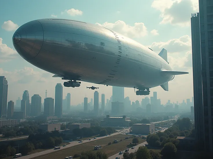  Taken by a Kirlian camera, the following futuristic scene unfolds : "The rebirth of Hindenburg in the middle of 2024 ,  the mythical airship now returns powered by solar energy and futuristic compartments for passengers,  in a futuristic environment and f...