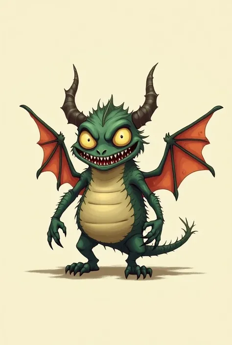 CREATE A 2D WINGED CHIBI MONSTER CHARACTER Creepy but funny,Make it in 2d comic style AND WITHOUT BACKGROUND