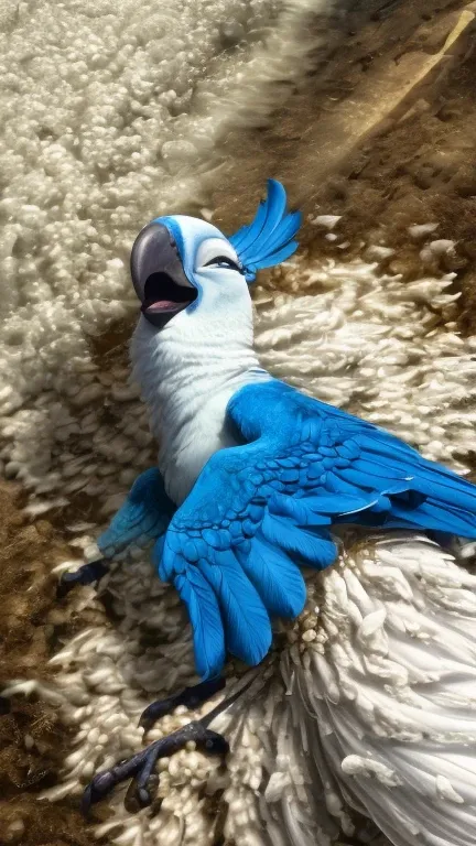 photorealistic, solo, (((( Mimi a female Spix macaw, Blue feathers, avian, feral, hyper excessive anal white feces, screaming)))), hyper realistic, cinematic colors, cinematic lighting, incredible detail, 16k resolution, award winning photography, ((((fera...