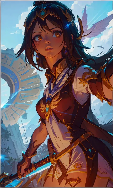 a woman in a costume holding a sword and a shield, extremely detailed artgerm, qiyana, irelia, zenra taliyah, artgerm style, youthful taliyah, artgerm lau, artgerm jsc, style artgerm, trending artgerm, artgerm comic, as seen on artgerm, akali