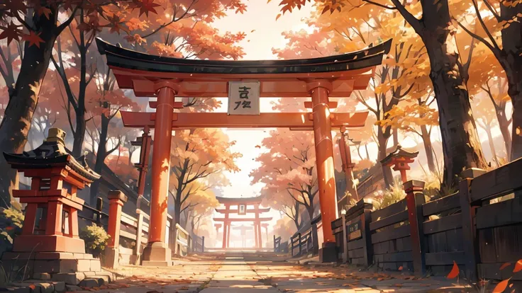 thousand torii gates,autumn,evening,nostalgic