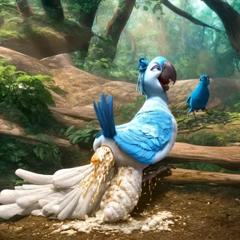 photorealistic, solo, (((( Mimi a female Spix macaw, Blue feathers, avian, feral, hyper excessive anal white feces, screaming)))), hyper realistic, cinematic colors, cinematic lighting, incredible detail, 16k resolution, award winning photography, ((((fera...