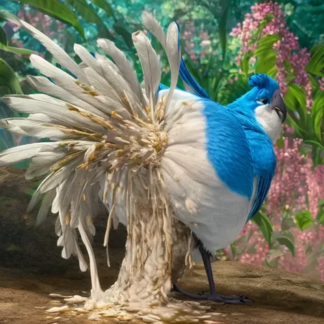 photorealistic, solo, (((( Mimi a female Spix macaw, Blue feathers, avian, feral, hyper excessive anal white feces, screaming)))), hyper realistic, cinematic colors, cinematic lighting, incredible detail, 16k resolution, award winning photography, ((((fera...