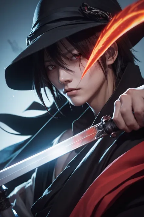  Closeup of a Man Wearing a Sword and Hat, Rurouni Kenshin, Kenshin , grim Reaper, Demon Slayer Art Style, Anime Epic Artwork, Anime Wallpaper, hd Anime Wallpaper, Ichigo Kurosaki, Badass Anime 8k, 4K Manga Wallpaper, anime art wallpaper 8k,  Nihei Tsutomu...