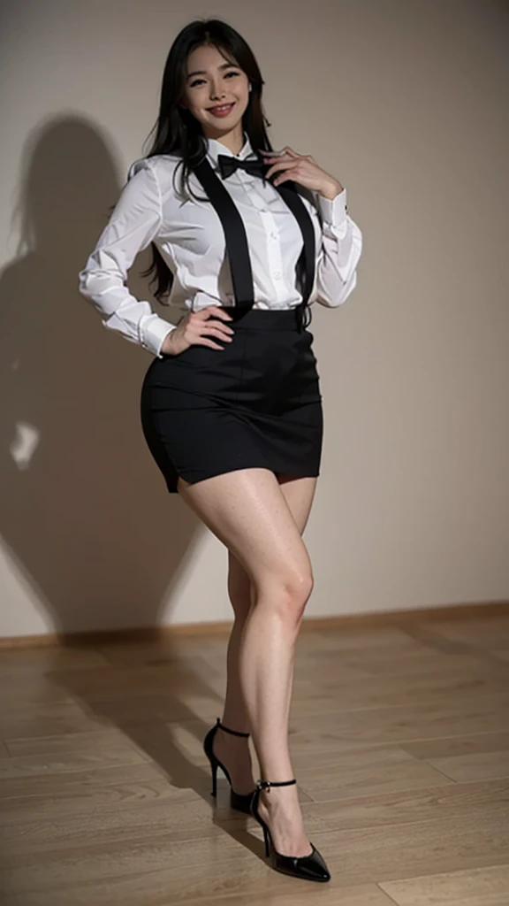 femele, Sexy, Plump Goddess, taken with canon 5d mk4, chubby, Valoptuous, Pose Seductive, Plus Size, Mom Size, A smile, grin, secretary, Uniforms, a miniskirt, pupils, 18year old、Full body portrait、Simple white background、High heels、kneels on floor, shoes ...