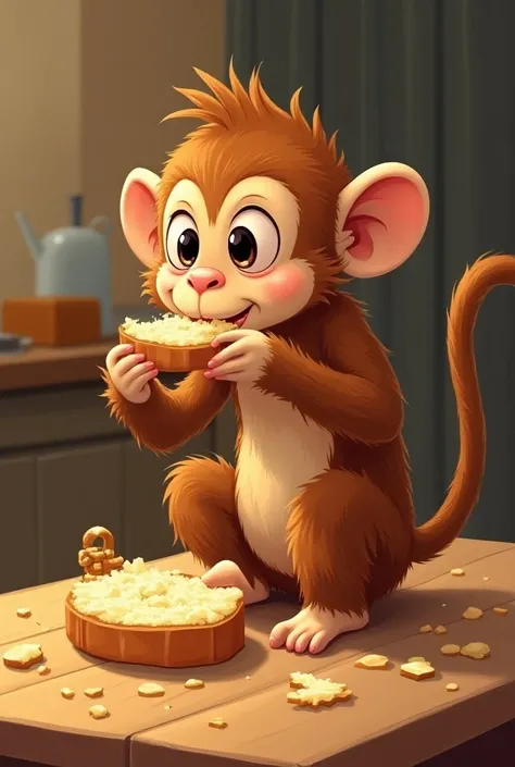 Eventually, the monkey ate all the bread.