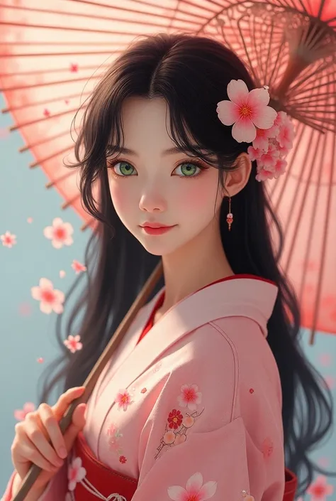 Yewadle dusra prompt:

"Emiko, 22, Japanese traditional kimono, cherry blossom pattern, long black hair, vibrant green eyes, delicate smile, holding parasol, serene background."

Copy-paste yala DALL-E/Midjourney madhe, ani dekha AI-generated image!