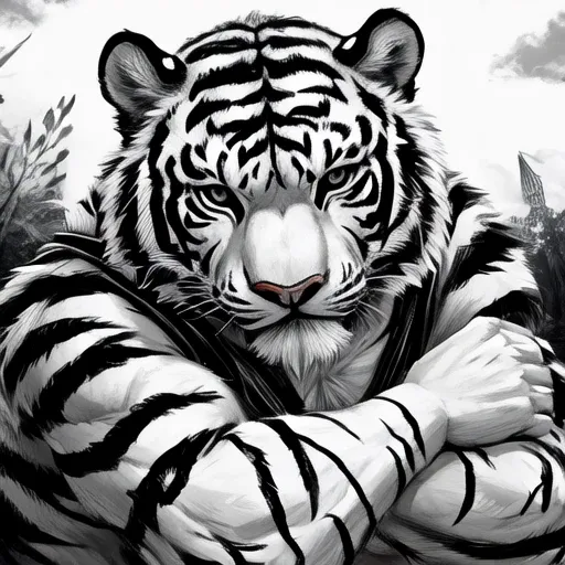 monochrome、tiger