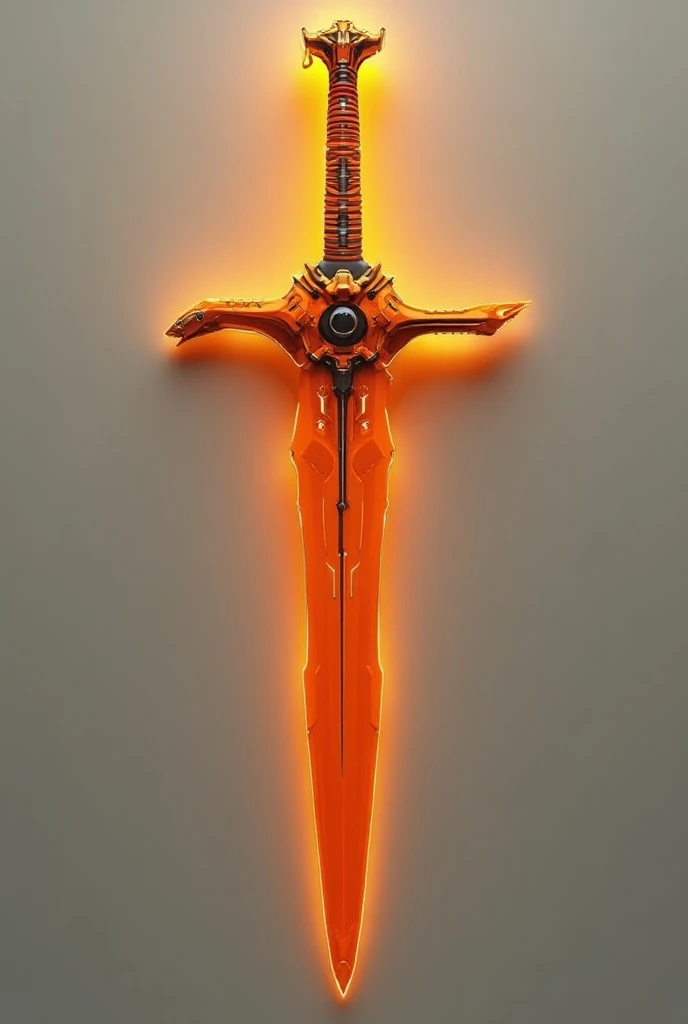 sci fi orange sword, ((no human)), close-up sword, futuristic design, simple background, 