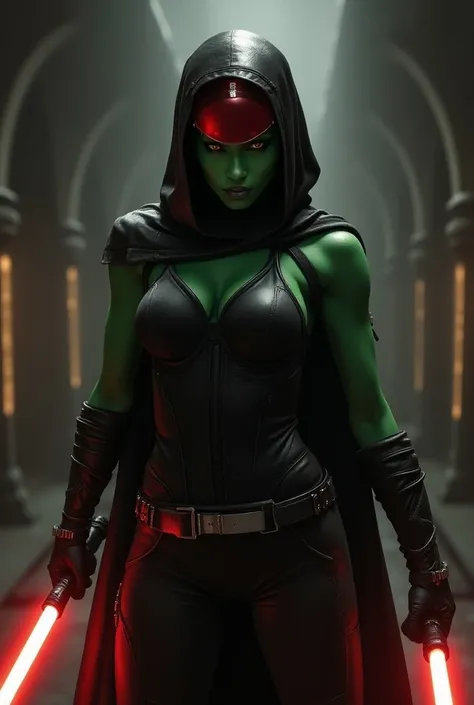 score_9, score_8_up, score_7_up, score_6_up, 2d, rating_questionable, rating_safe, BREAK ((green skin)) Female Twilek (((hera syndulla ))), helmet with red visor, star wars, armor,black gloves,tight bodysuit,black cape,black pants, close up, solo, standing...