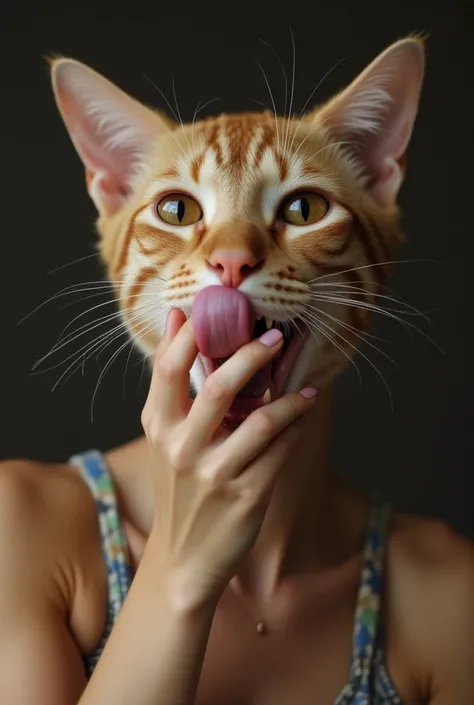 Cat-eared woman licking Dick