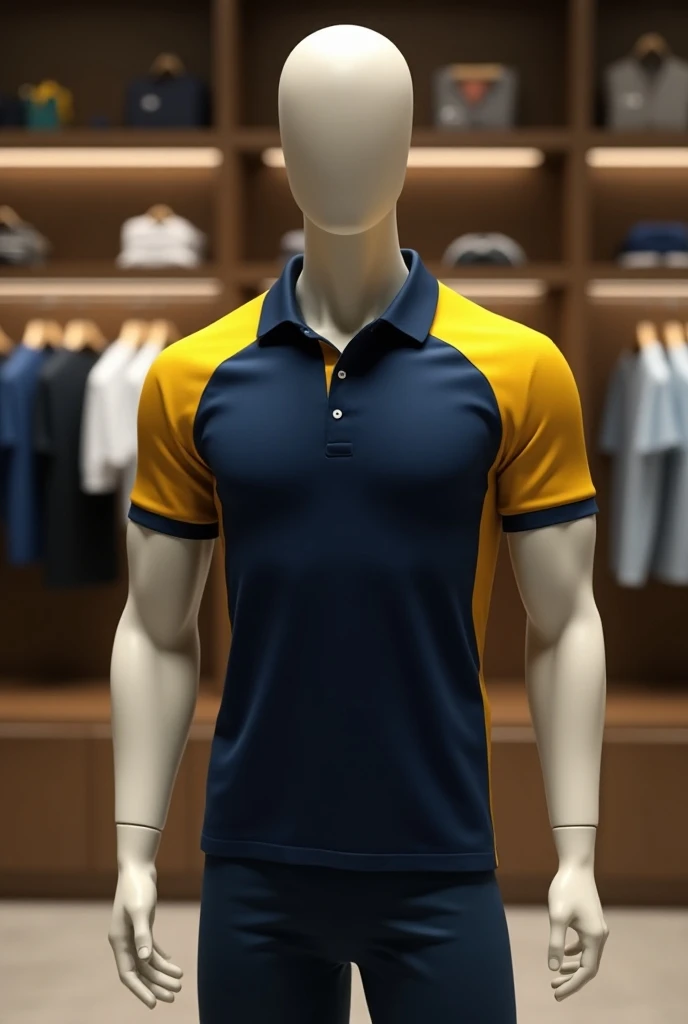 mannequin no face color tan in store polo navy-yellow male fitness full 