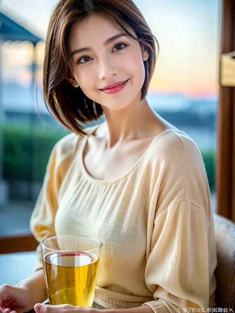 ((White Wine)),((Wine Glasses)),(Realistic, 超Realistic:1.4), 16K HDR,  High Resolution ,((White Wine)),((Wine Glasses)),Happy smile、short hair,The best smile、Japanese actress,so beautiful(It looks like the real thing),dress、Slim couple、Model Couple、(Realis...