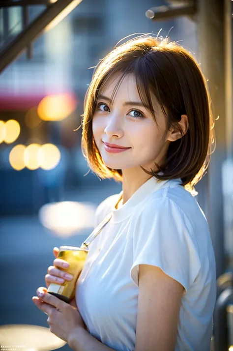 ((White Wine)),((Wine Glasses)),(Realistic, 超Realistic:1.4), 16K HDR,  High Resolution ,((White Wine)),((Wine Glasses)),Happy smile、short hair,The best smile、Japanese actress,so beautiful(It looks like the real thing),dress、Slim couple、Model Couple、(Realis...