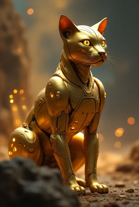 Golden Galactic Feline Android 