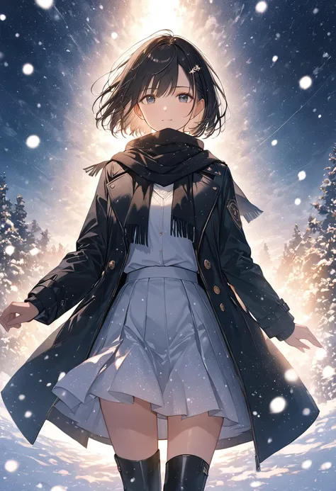 anime、(( surprisingly absurd )),(masterpiece:1.2),超 High Resolution ,  Attention to Details, High image quality,  High Resolution , 最High image quality, 4K, 8k、Women holding hands、吹snowの中、standing alone、snow、Diamond Dust、Illuminate、Hope is the theme、Emphas...