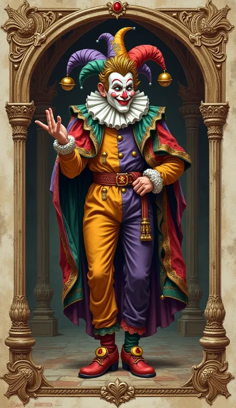 joker playing card in medieval style and card style