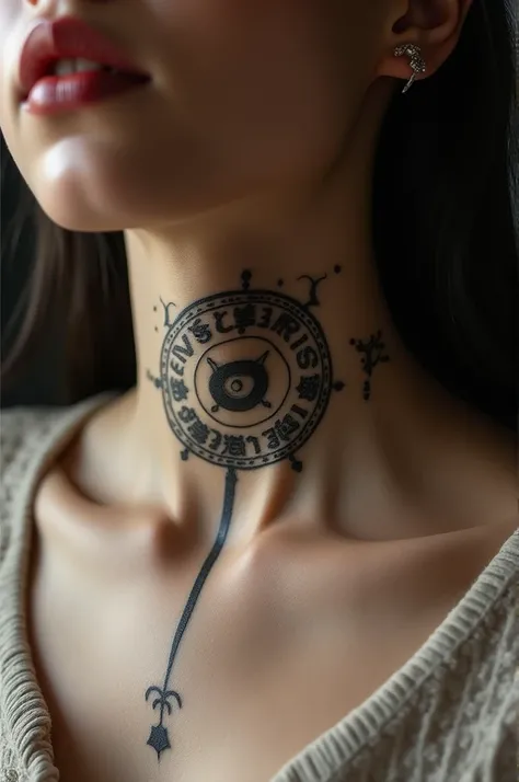 Tattoo with POTOSME letters on the neck