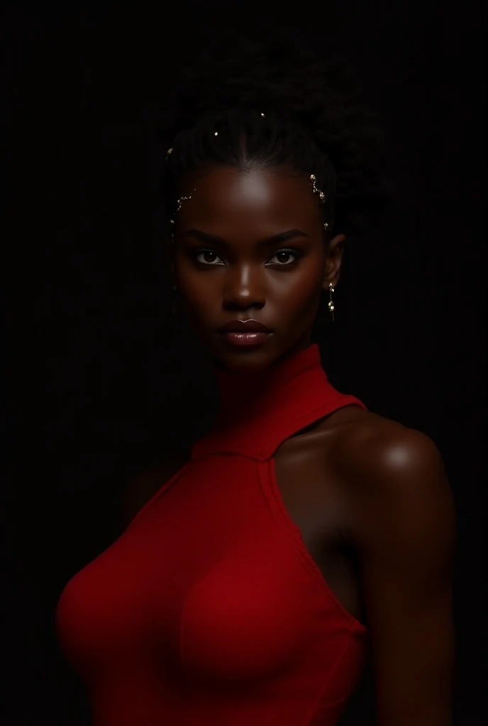 Creat a beautiful dark skin girl dress in red