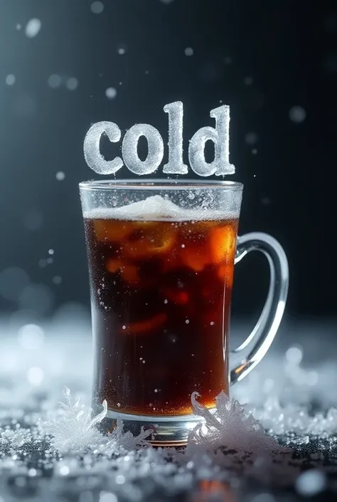 Cold coffee in ice font 